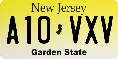 NJ license plate A10VXV