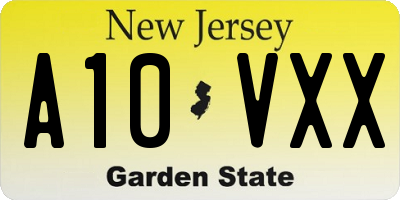 NJ license plate A10VXX