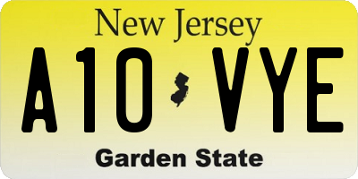 NJ license plate A10VYE