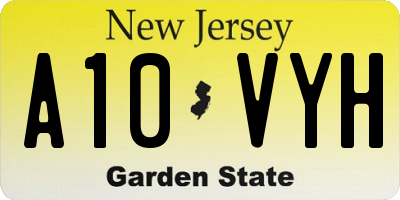 NJ license plate A10VYH
