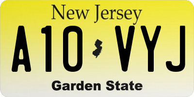 NJ license plate A10VYJ