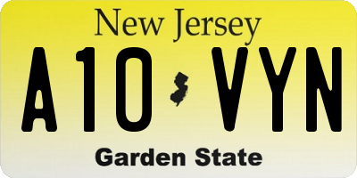 NJ license plate A10VYN