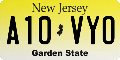 NJ license plate A10VYO