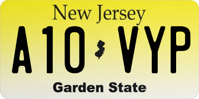 NJ license plate A10VYP