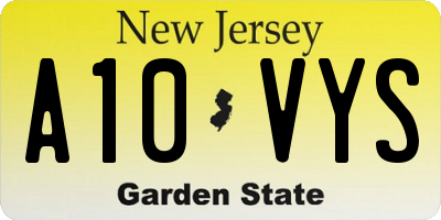 NJ license plate A10VYS