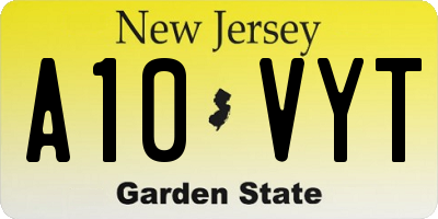 NJ license plate A10VYT