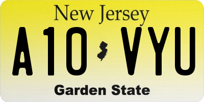 NJ license plate A10VYU