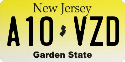 NJ license plate A10VZD