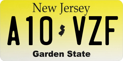 NJ license plate A10VZF