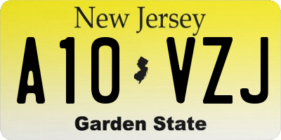 NJ license plate A10VZJ