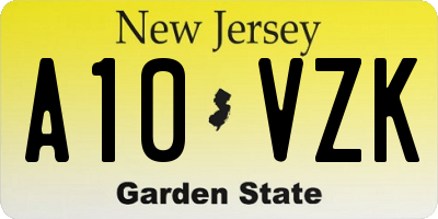 NJ license plate A10VZK