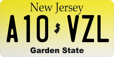 NJ license plate A10VZL