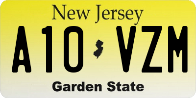 NJ license plate A10VZM