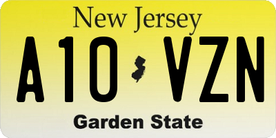 NJ license plate A10VZN