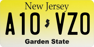 NJ license plate A10VZO
