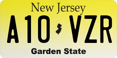 NJ license plate A10VZR