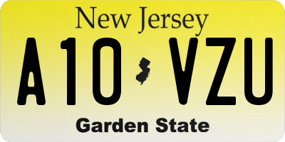 NJ license plate A10VZU