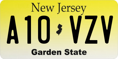 NJ license plate A10VZV