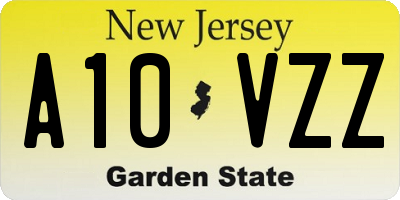 NJ license plate A10VZZ