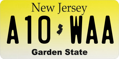 NJ license plate A10WAA