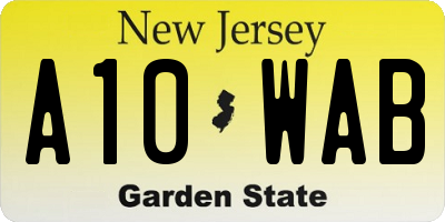NJ license plate A10WAB