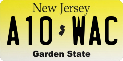 NJ license plate A10WAC