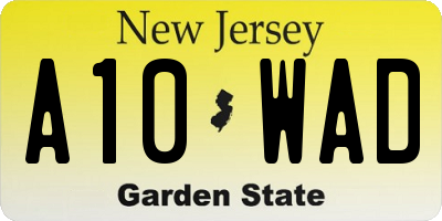 NJ license plate A10WAD