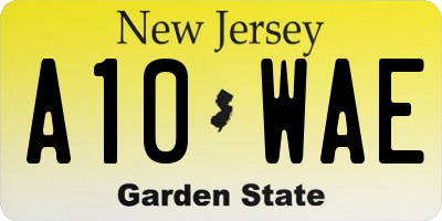 NJ license plate A10WAE