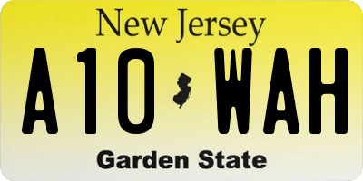 NJ license plate A10WAH