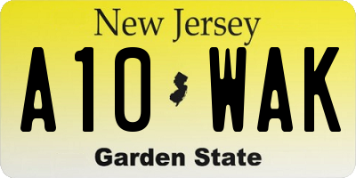 NJ license plate A10WAK