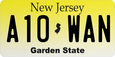 NJ license plate A10WAN
