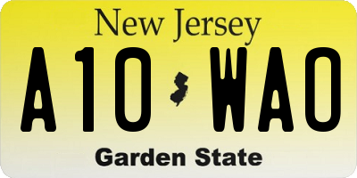 NJ license plate A10WAO