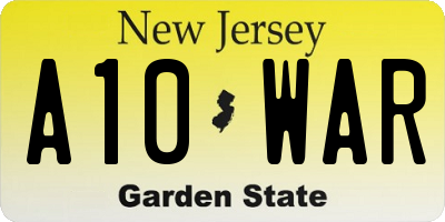 NJ license plate A10WAR