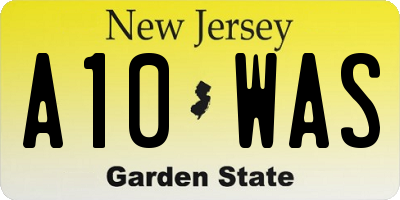 NJ license plate A10WAS