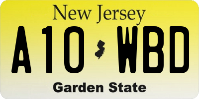 NJ license plate A10WBD