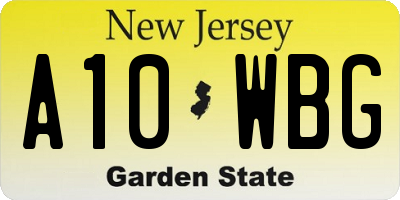 NJ license plate A10WBG