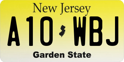 NJ license plate A10WBJ