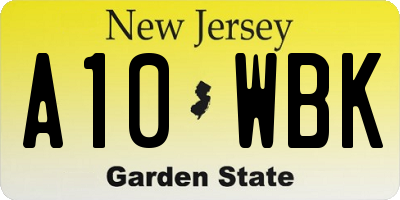 NJ license plate A10WBK