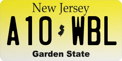 NJ license plate A10WBL