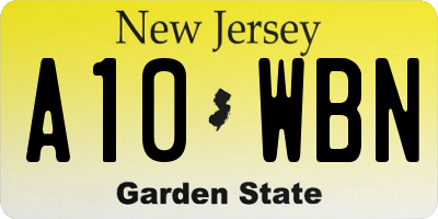 NJ license plate A10WBN