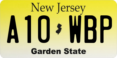 NJ license plate A10WBP