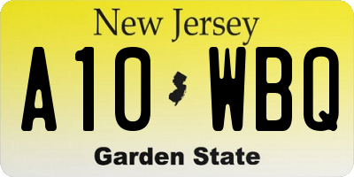 NJ license plate A10WBQ