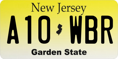 NJ license plate A10WBR