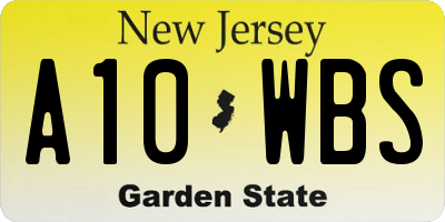 NJ license plate A10WBS