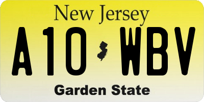 NJ license plate A10WBV