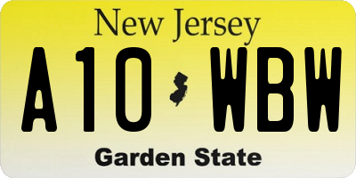 NJ license plate A10WBW