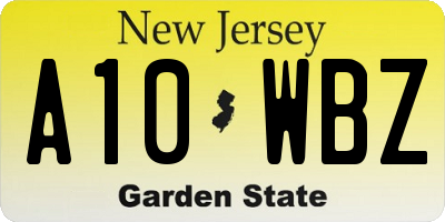 NJ license plate A10WBZ