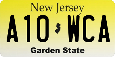 NJ license plate A10WCA