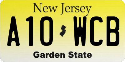 NJ license plate A10WCB
