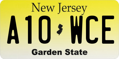 NJ license plate A10WCE